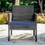 3 Piece Patio Furniture Wicker Conversation Set- Grey Wicker and Navy Blue B190P193063