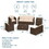 Sunscape 6 Piece Storage Table Patio Furniture Wicker Conversation Set, Brown Wicker / Beige B190S00004