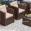 Sunscape 6 Piece Storage Table Patio Furniture Wicker Conversation Set, Brown Wicker / Beige B190S00004