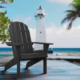HIPS Classic Adirondack Chair, Ultra Durable Weather Resistant Design, Real Wood Look, 300 lb Capacity, Black B192P191870