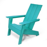 HDPE Modern Adirondack Chair, Ultra Durable Weather Resistant Design, 350 lb Capacity, Aqua Blue B192P191875