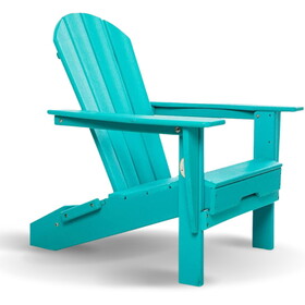 HDPE Folding Adirondack Chair, Ultra Durable Weather Resistant Design, Easy Folding Design, 300 lb Capacity, Aqua Blue B192P191890
