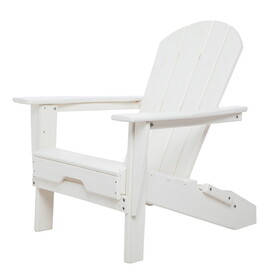 HDPE Folding Adirondack Chair, Ultra Durable Weather Resistant Design, Easy Folding Design, 300 lb Capacity, White B192P191895