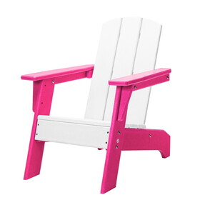 HDPE Kid's Size Adirondack Chair, Kidproof Ultra Durable Weather Resistant Design, White and Pink B192P191897