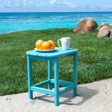 HDPE Compact Side Table, Perfect for Indoor/Outdoor Use, Ultra Durable Weather Resistant Design, Aqua Blue B192P191903