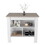 Kitchen Island, Kitchen Table 35" H, Three Open Storage Shelves, Four Legs, White / Light Gray B200132888