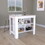 Kitchen Island, Kitchen Table 35" H, Three Open Storage Shelves, Four Legs, White / Light Gray B200132888