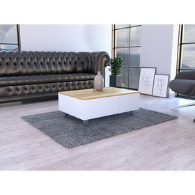 Aran Lift Top Coffee Table, Storage Compartment, White / Light Oak B200132901