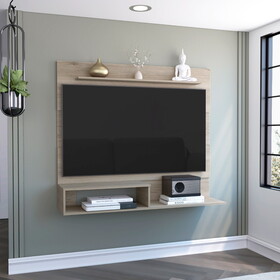 Floating Entertainment Center for TV&#180;s up 55", Space for TV, One Superior Shelf for decoration, Two Shelves for video game, routers and phone, Light Pine B200132915