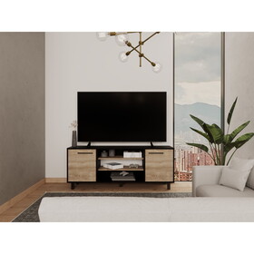 Egeo TV Stand for TV&#180;s up 60", Two Cabinets, Three Shelves, Five Legs, Espresso / Pine B200132985