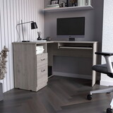 Idra L-Shaped Desk, Keyboard Tray, Two Drawers, One Open Shelf, Light Gray B200133036