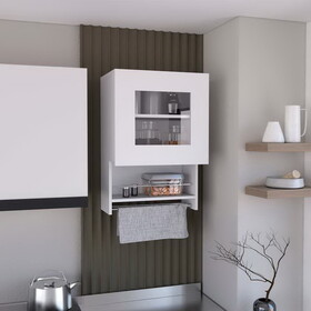 Kitchen wall cabinet 29" H, with towel rack and spice rack, one door, two internal shelves, white B200133040