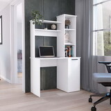 Muncy Computer Desk with Ample Work Surface, Hutch Storage and Single Door Cabinet with 3-Tier Shelves, White B200133099