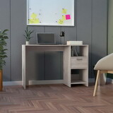 Naxos Computer Desk with 1-Drawer and 2-Open Storage Shelves, Light Gray B200133108