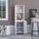 Kitchen Pantry 59" H, Two Open Storage Shelves, Single Door Cabinet, Two Interior Shelves, White B200133148