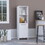 Kitchen Pantry 59" H, Two Open Storage Shelves, Single Door Cabinet, Two Interior Shelves, White B200133148