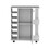 White 4-wheel bar cart cabinet for kitchen or living room, with 6 side built-in bottle racks, 1 interior shelve, 2 side shelves, 2 space with wood door to store glasses, cups, coffee or snacks.