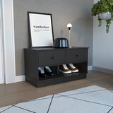 Uranus Storage Bench, Two Drawers, Two Open Shelves, Black B200133194