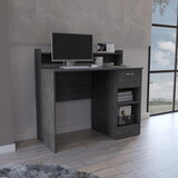 Vera Computer Desk with Top Open Shelf, 1-Drawer and 2-Storage Shelves, Smokey Oak B200133208