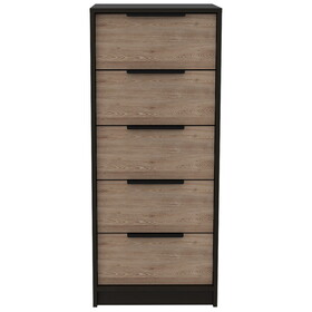 Dresser 42"H, 5 Drawer, Vertical Dresser, Black / Light Oak B200133227