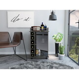 Dukat Bar Cart,Two Shelves, Six Built-in Wine Rack, Four Casters -Espresso