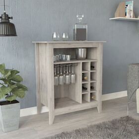 Essential Bar Cabinet, One Open Shelf, Six Built-in Wine Rack, One Drawer -Light Gray B20091856