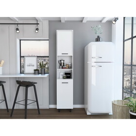 Hobart Pantry, Four Legs, Three Interior Shelves, Two Shelves, Two Cabinets -White B20091870