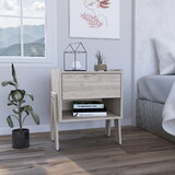 Joy Nightstand, End Table, Side Table Four Legs, One Open Shelf, One Drawer -Light Gray B07091918