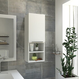 Mila Bathroom Cabinet, Two Internal Shelves, Two External Shelves, Single Door -White