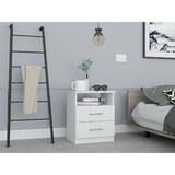 Napoles Nightstand, End Table, Side Table Superior Top, Two Drawers, One Shelf -White B07091968