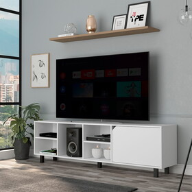 Valdivia TV Stand for TV&#180;s up 70", Four Open Shelves, Five Legs -White