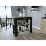 Cala Kitchen Island 40, Two Shelves, One Drawer, Four Legs -Black / Light Oak B20092028