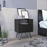 Augusta Nightstand, End Table, Side Table Single Door Cabinet, Hairpin Legs -Black B20092072