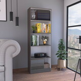 Vinton 4-Tier Bookcase with Modern Storage for Books and Decor, Matt Gray / White B200P167417