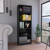 Vinton 4-Tier Bookcase with Modern Storage for Books and Decor, Black B200P167419