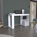 DEPOT E-SHOP Firenze Writing Desk, Two Shelves, White B200P167449