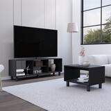 Carter 2 Piece Living Room Set, Streamlined with TV Stand and Coffee Table, Black B200P167460