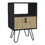 Nightstand 24"H, Sleek Design with Hairpin Legs and One Drawer, Black / Macadamia B200P167470