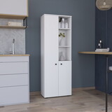 Konik 67-inch High Storage Cabinet Kitchen Pantry with Three Doors and Three Exterior Shelves B200P173166