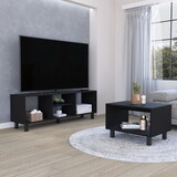 Eclipse Living Room Duo Set with TV Stand and Coffee Table with Steel Accents B200P173208