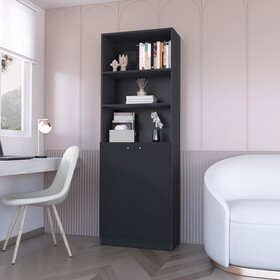 Sutton 2-Door Bookcase, Storage with Multi-Level Shelves and Double Door Design B200P176163