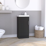 Madrid Bathroom Vanity Sink, Metal Handle, Single Door Cabinet -Black B200S00054