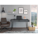 Mumbai Writing Desk, Four Legs, Two Drawers -Smokey Oak B200S00065