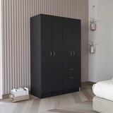 Vaupes Armoire, Double Door Cabinet, One Drawer, Five Interior Shelves, Rod -Black / White B200S00083