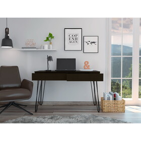 Mumbai 2 Drawers Computer Desk with Hairpin Legs -Black B200S00092