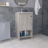 Jane Bathroom Vanity, Single Door Cabinet, Two Shelves -Light Gray B200S00127