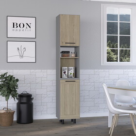 Hasselt Kitchen Pantry, Double Door, Six Shelves -Light Pine B200S00164