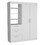 Kenya 3 Drawers Armoire, Double Door, 3-Tier Shelf -White B200S00166