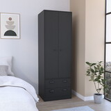 St Monans Armoire with Double Door and 2-Drawers -Black B200S00172