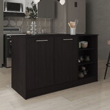 Ginger Kitchen Island, Three Open Shelves, Two Cabinets Black B200S00413